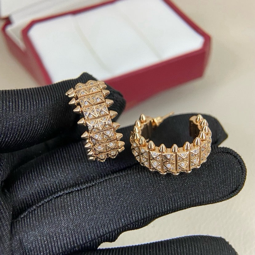 [✨ROSE💎]CLASH 9.2MM FULL DIAMOND DOUBLE ROW EARRINGS