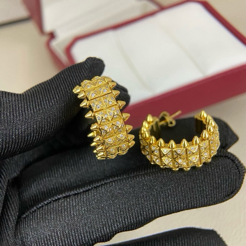 [✨ROSE💎]CLASH 9.2MM FULL DIAMOND DOUBLE ROW EARRINGS