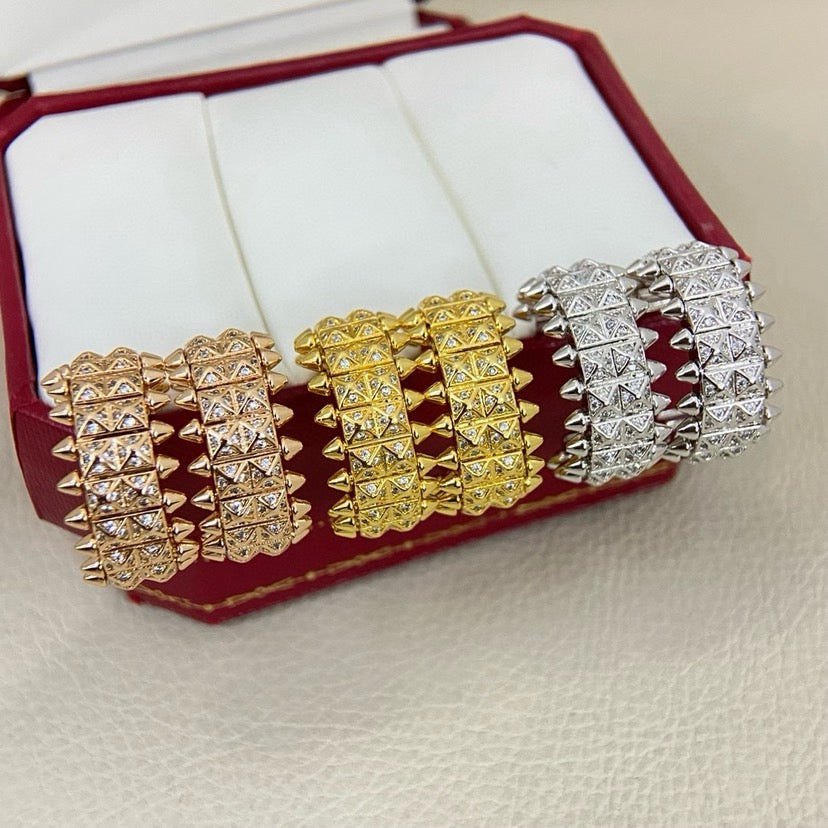 [✨ROSE💎]CLASH 9.2MM FULL DIAMOND DOUBLE ROW EARRINGS