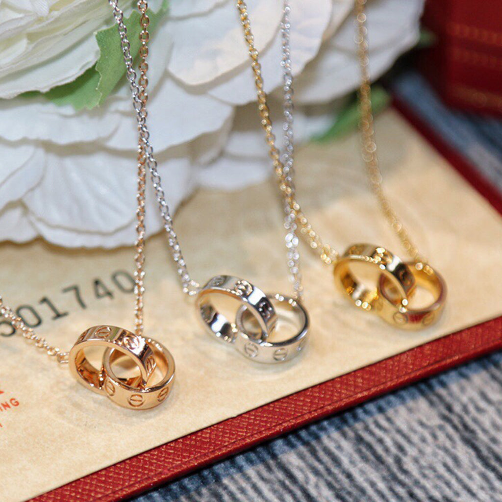 [✨ROSE💎]LOVE DOUBLE RING NECKLACE