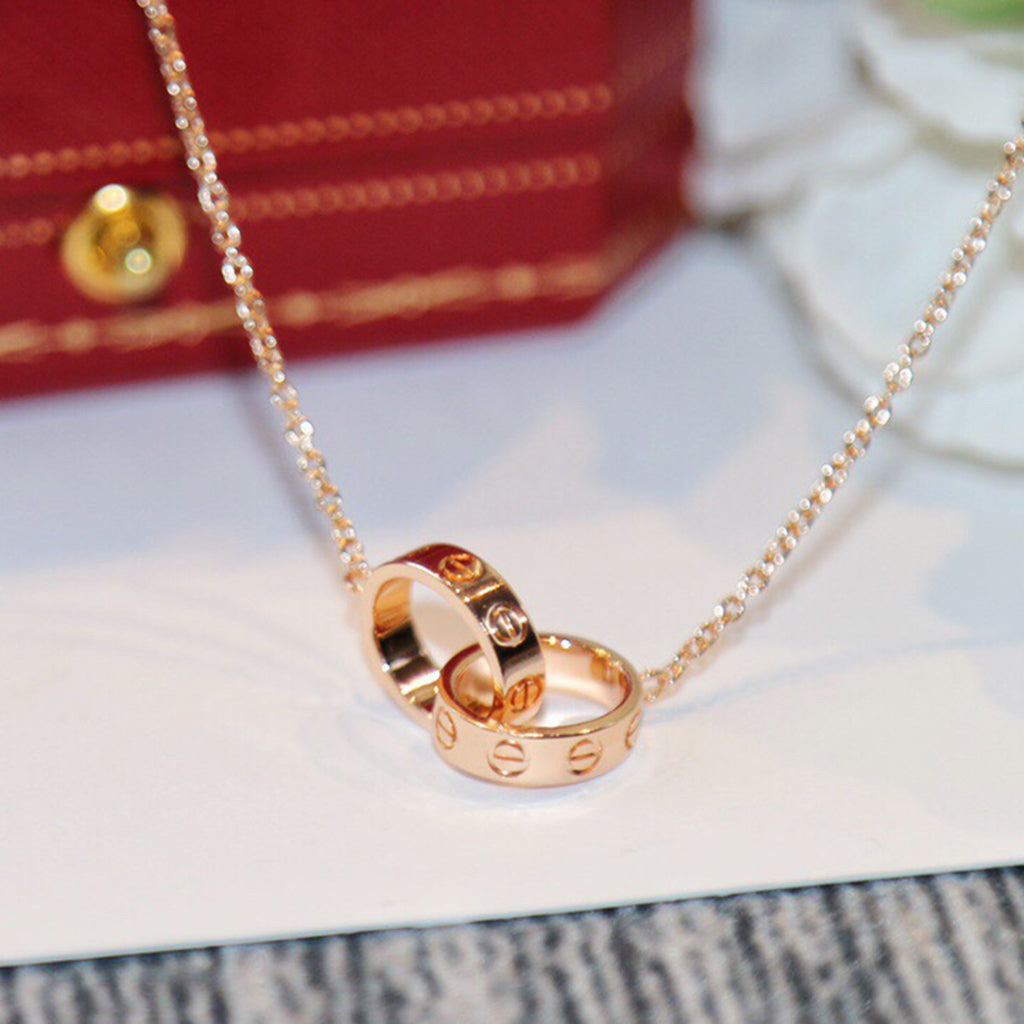 [✨ROSE💎]LOVE DOUBLE RING NECKLACE