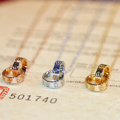[✨ROSE💎]LOVE DOUBLE RING NECKLACE