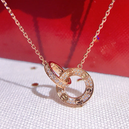 [✨ROSE💎]LOVE  FULL DIAMOND PENDANT NECKLACE