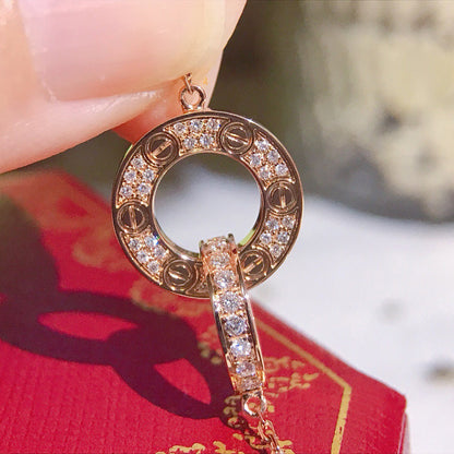 [✨ROSE💎]LOVE  FULL DIAMOND PENDANT NECKLACE