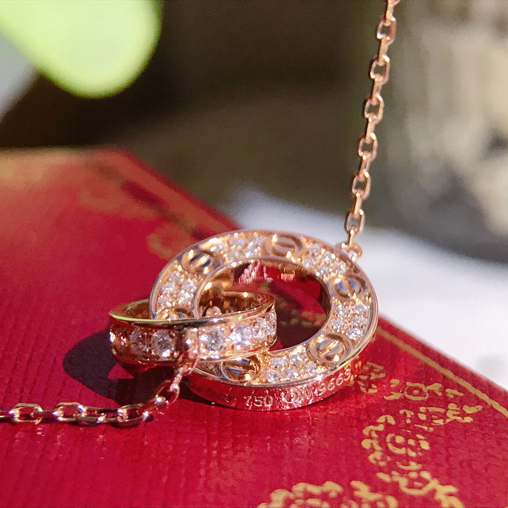 [✨ROSE💎]LOVE  FULL DIAMOND PENDANT NECKLACE