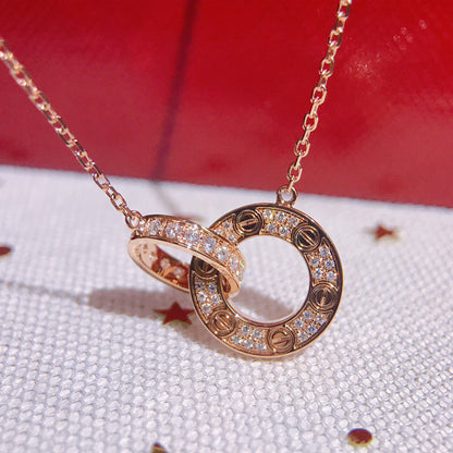 [✨ROSE💎]LOVE  FULL DIAMOND PENDANT NECKLACE