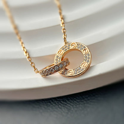 [✨ROSE💎]LOVE  FULL DIAMOND PENDANT NECKLACE