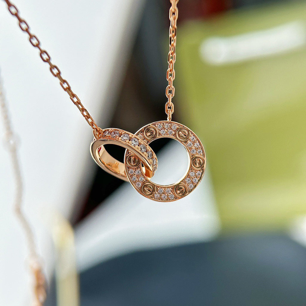 [✨ROSE💎]LOVE  FULL DIAMOND PENDANT NECKLACE