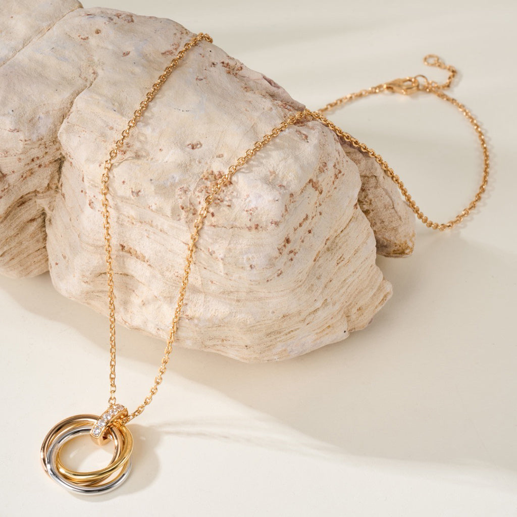 [✨ROSE💎]TRINITY MEDIUM  DIAMONDS NECKLACE