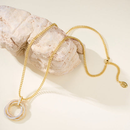 [✨ROSE💎]TRINITY LARGE FULL DIAMOND  NECKLACE