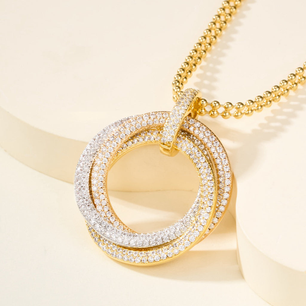 [✨ROSE💎]TRINITY LARGE FULL DIAMOND  NECKLACE