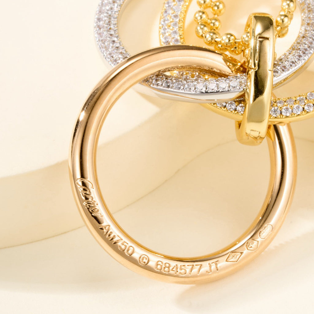 [✨ROSE💎]TRINITY LARGE FULL DIAMOND  NECKLACE
