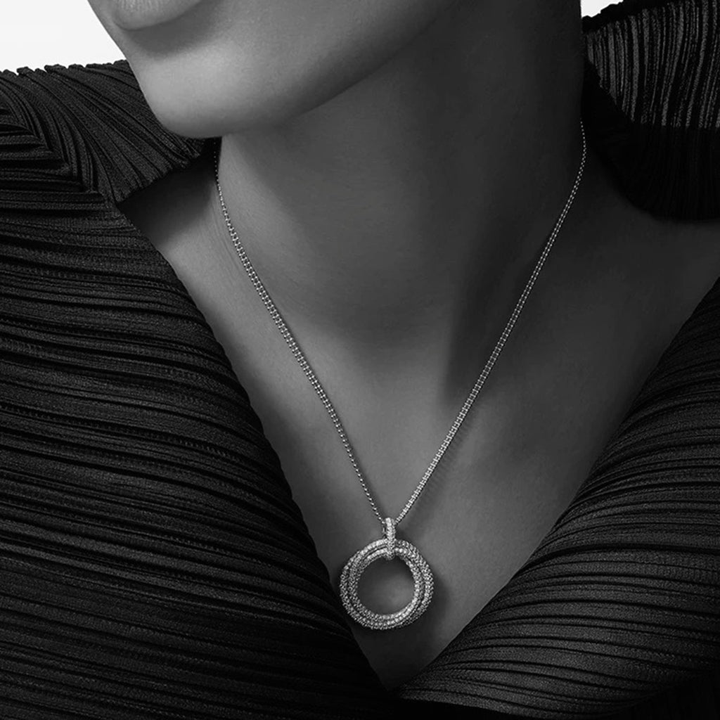 [✨ROSE💎]TRINITY LARGE FULL DIAMOND  NECKLACE