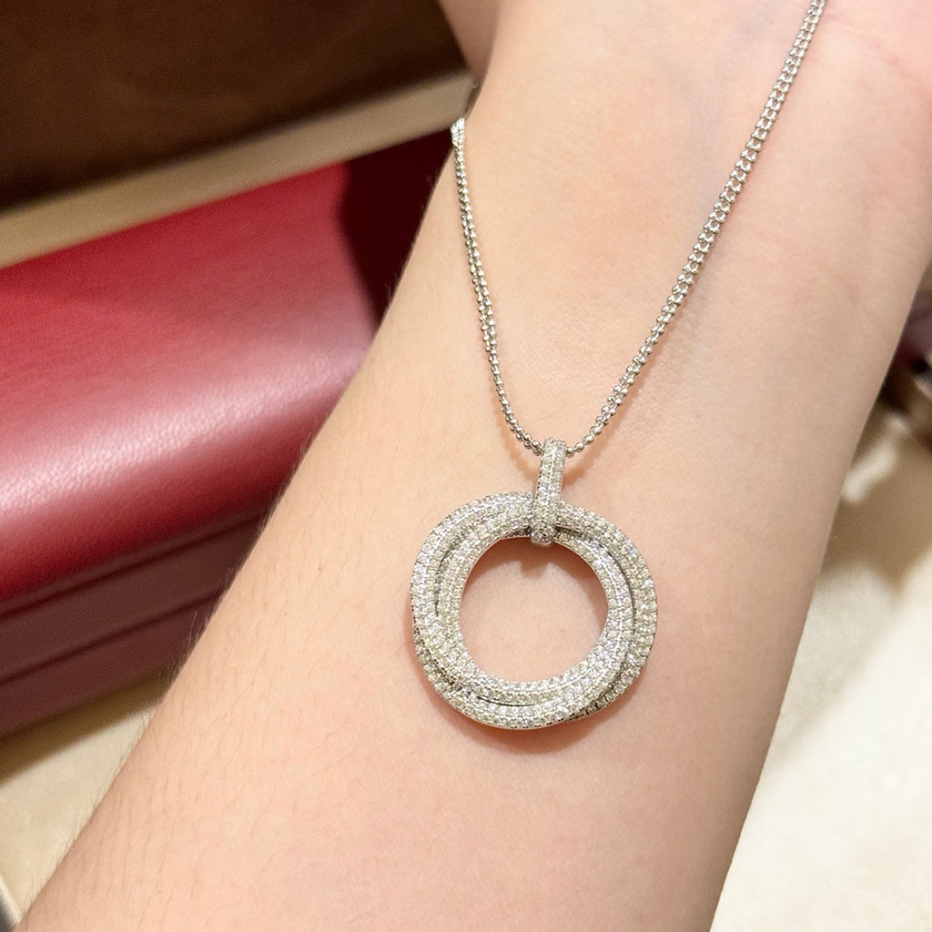 [✨ROSE💎]TRINITY LARGE FULL DIAMOND  NECKLACE