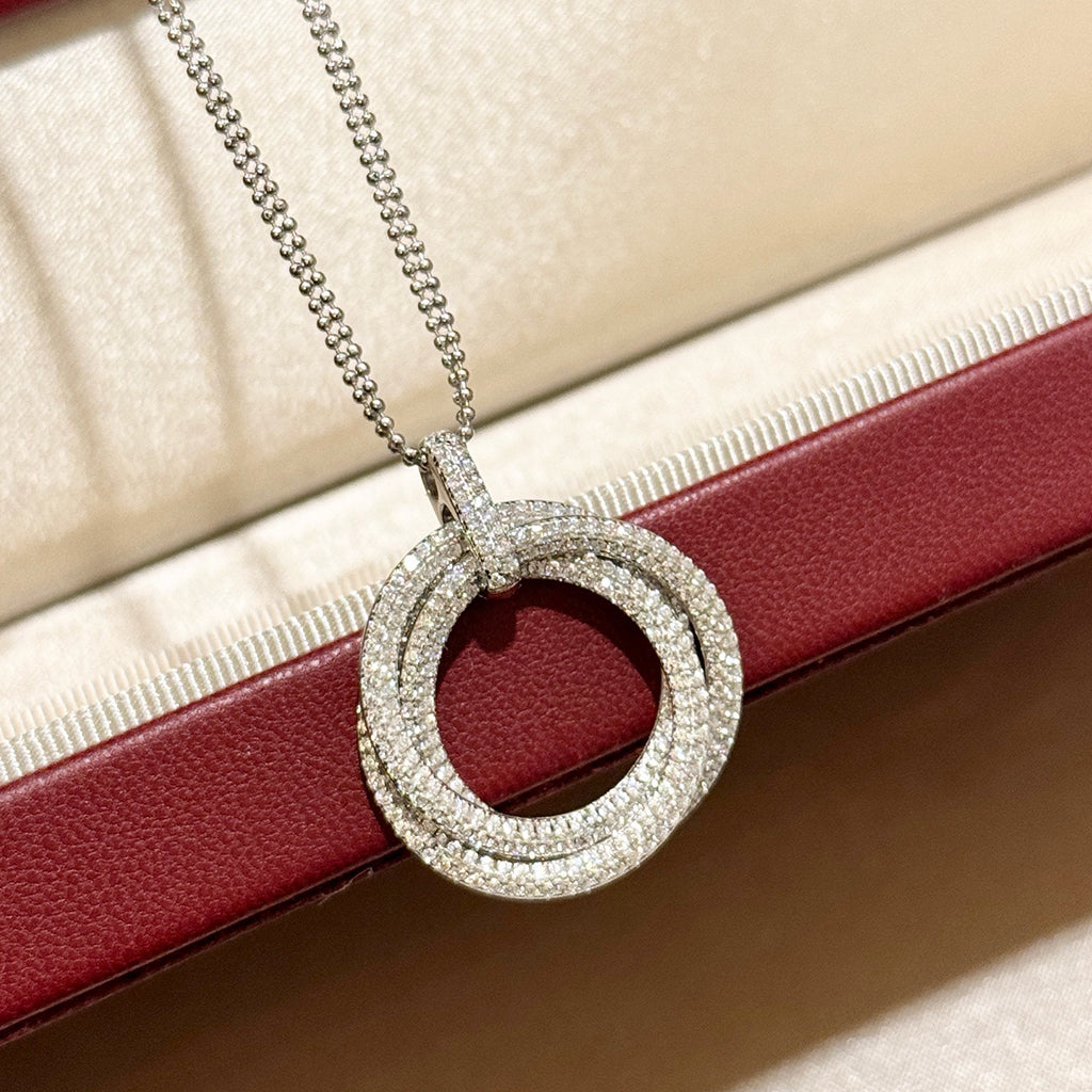 [✨ROSE💎]TRINITY LARGE FULL DIAMOND  NECKLACE