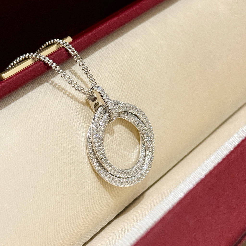 [✨ROSE💎]TRINITY LARGE FULL DIAMOND  NECKLACE