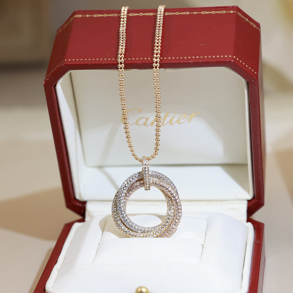 [✨ROSE💎]TRINITY LARGE FULL DIAMOND  NECKLACE