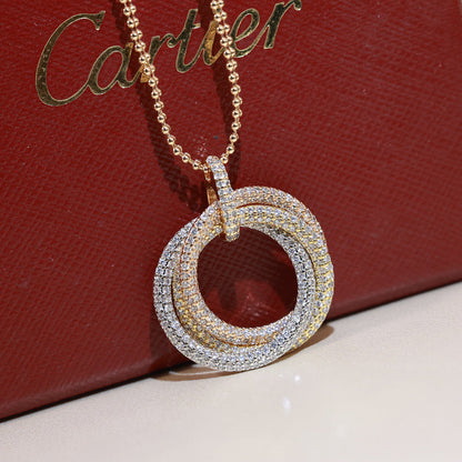 [✨ROSE💎]TRINITY LARGE FULL DIAMOND  NECKLACE