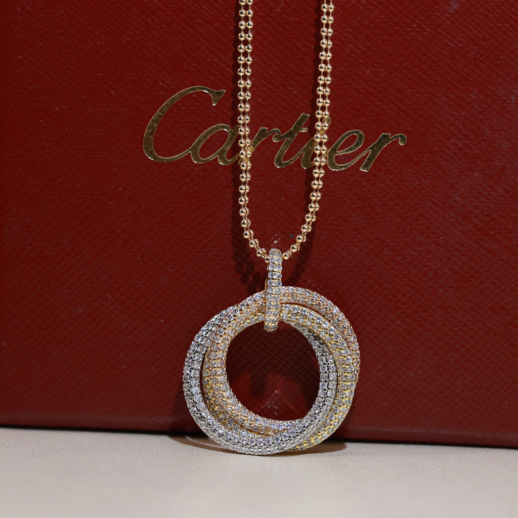[✨ROSE💎]TRINITY LARGE FULL DIAMOND  NECKLACE