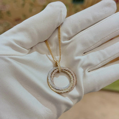 [✨ROSE💎]TRINITY LARGE FULL DIAMOND  NECKLACE