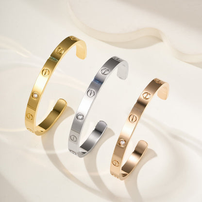 [✨ROSE💎]LOVE BRACELET 6.1MM 1 DIAMOND OPEN CUFF