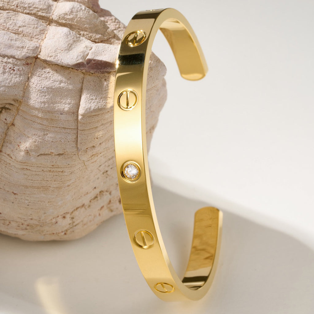 [✨ROSE💎]LOVE BRACELET 6.1MM 1 DIAMOND OPEN CUFF