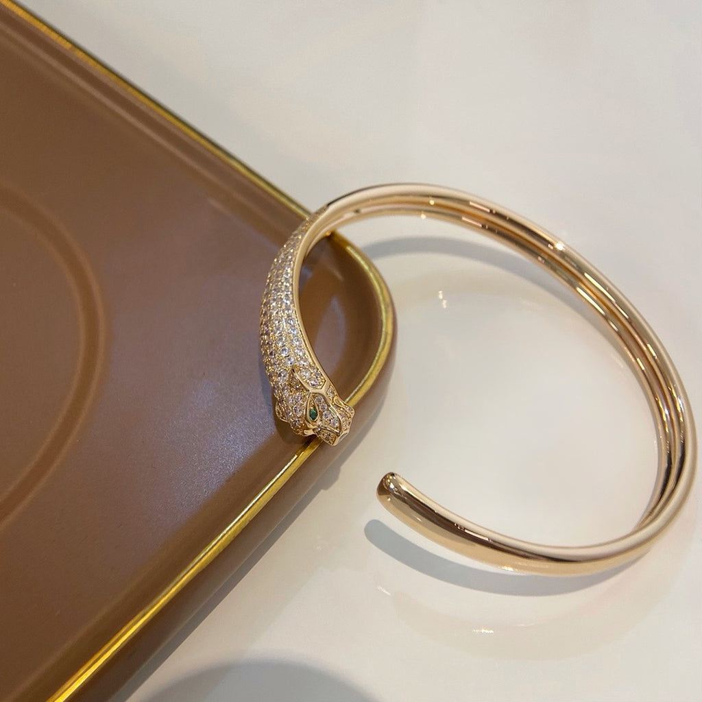 [✨ROSE💎]PANTHERE HALF DIAMOND OPEN BRACELET