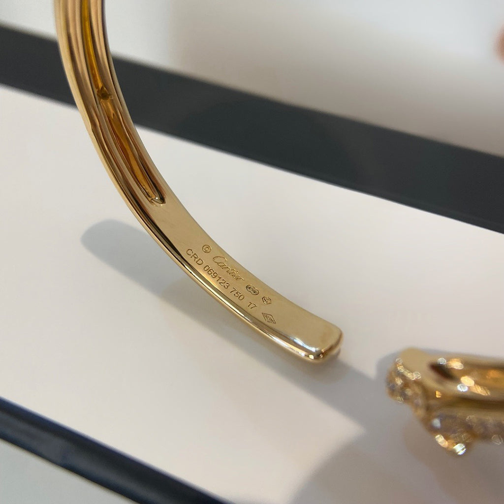 [✨ROSE💎]PANTHERE HALF DIAMOND OPEN BRACELET