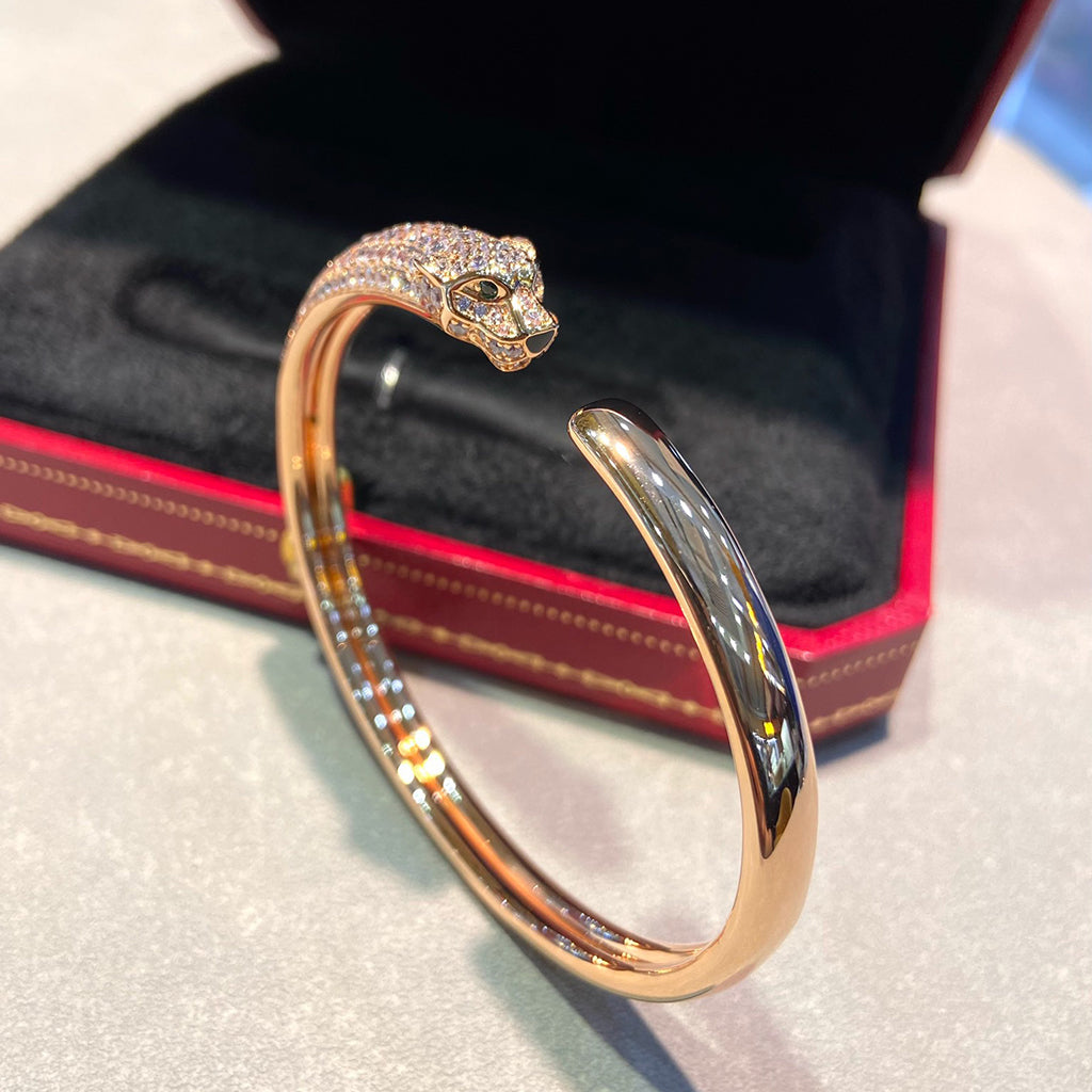 [✨ROSE💎]PANTHERE HALF DIAMOND OPEN BRACELET