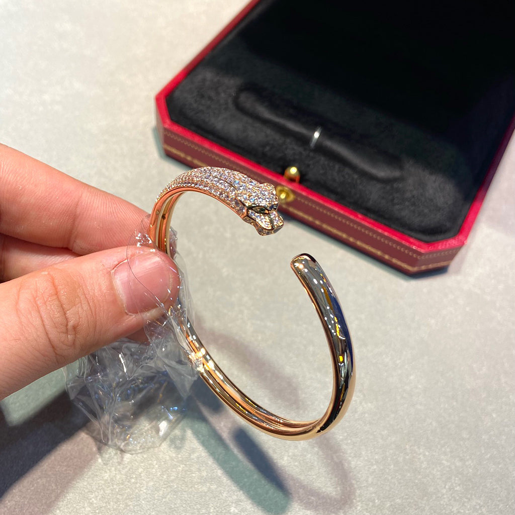 [✨ROSE💎]PANTHERE HALF DIAMOND OPEN BRACELET