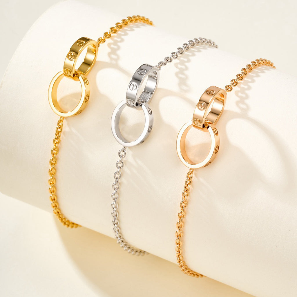 [✨ROSE💎]LOVE BRACELET DOUBLE RING
