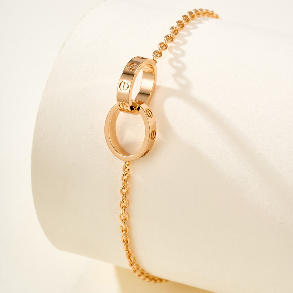 [✨ROSE💎]LOVE BRACELET DOUBLE RING