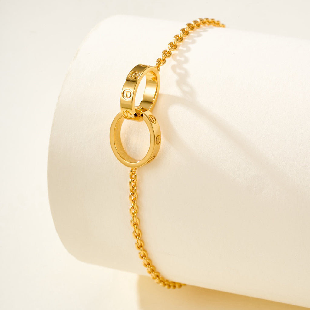 [✨ROSE💎]LOVE BRACELET DOUBLE RING