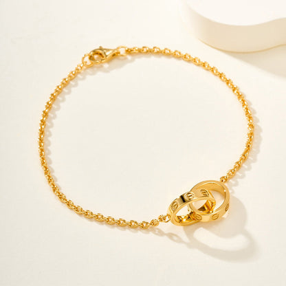 [✨ROSE💎]LOVE BRACELET DOUBLE RING