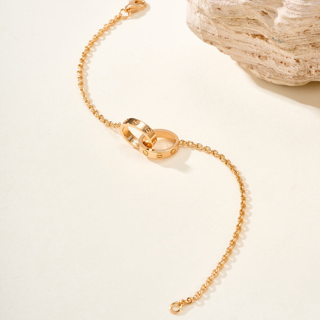 [✨ROSE💎]LOVE BRACELET DOUBLE RING