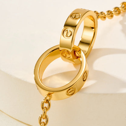 [✨ROSE💎]LOVE BRACELET DOUBLE RING