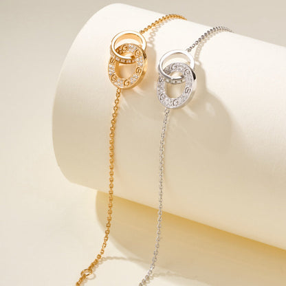[✨ROSE💎]LOVE DOUBLE RING FULL DIAMOND BRACELET