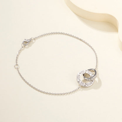 [✨ROSE💎]LOVE DOUBLE RING FULL DIAMOND BRACELET