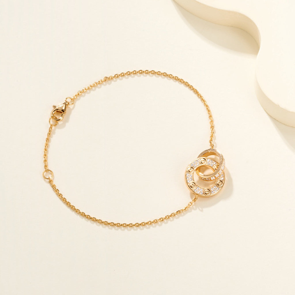 [✨ROSE💎]LOVE DOUBLE RING FULL DIAMOND BRACELET