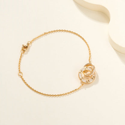 [✨ROSE💎]LOVE DOUBLE RING FULL DIAMOND BRACELET