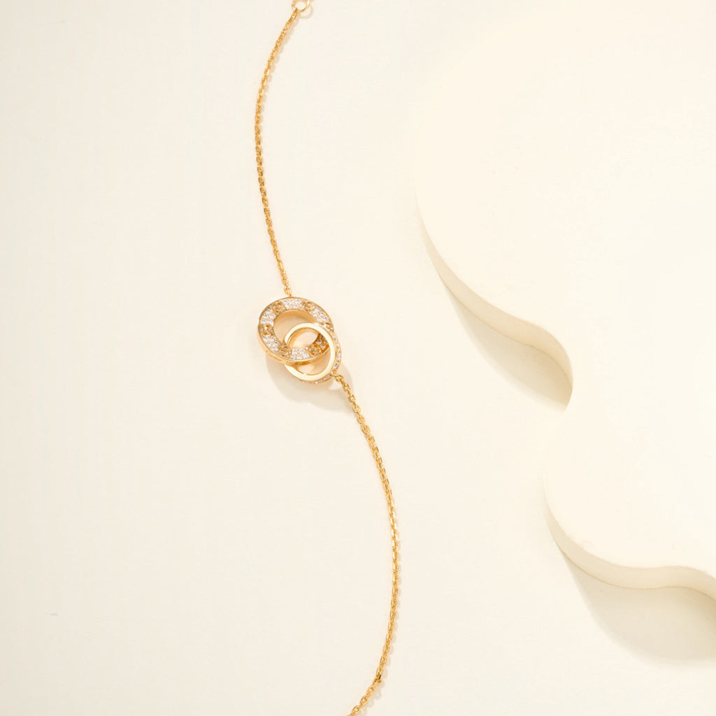 [✨ROSE💎]LOVE DOUBLE RING FULL DIAMOND BRACELET