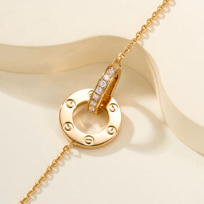 [✨ROSE💎]LOVE DOUBLE RING FULL DIAMOND BRACELET