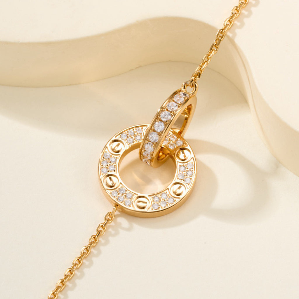 [✨ROSE💎]LOVE DOUBLE RING FULL DIAMOND BRACELET