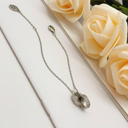 [✨ROSE💎]LOVE DOUBLE RING HALF DIAMOND BRACELET