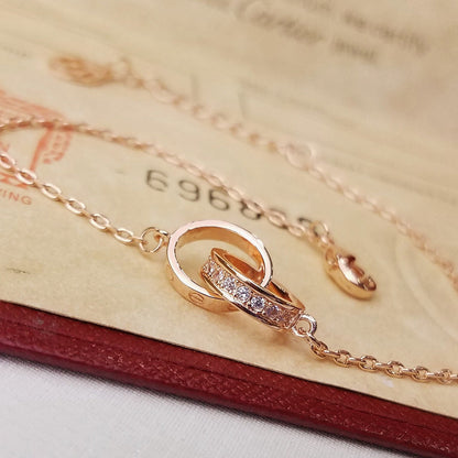 [✨ROSE💎]LOVE DOUBLE RING HALF DIAMOND BRACELET