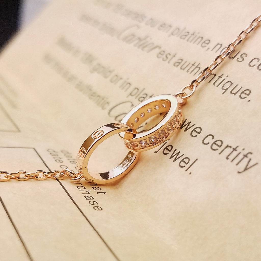 [✨ROSE💎]LOVE DOUBLE RING HALF DIAMOND BRACELET