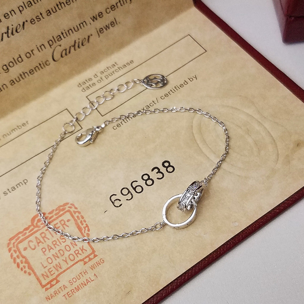 [✨ROSE💎]LOVE DOUBLE RING HALF DIAMOND BRACELET