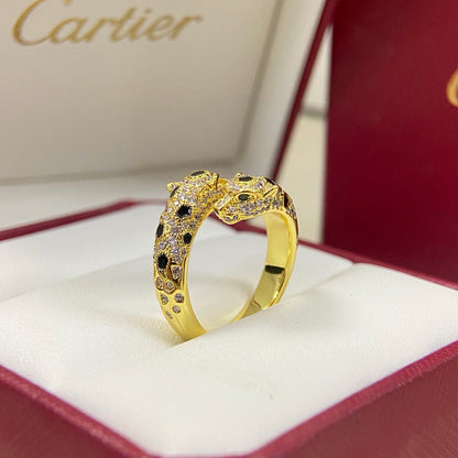 [✨ROSE💎]PANTHERE DOUBLE HEADED FULL DIAMOND  RING