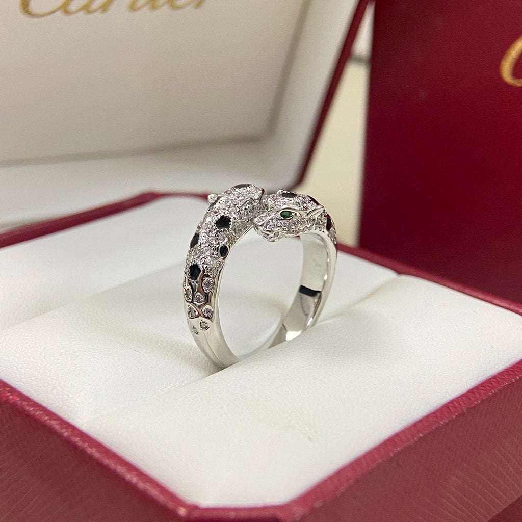 [✨ROSE💎]PANTHERE DOUBLE HEADED FULL DIAMOND  RING