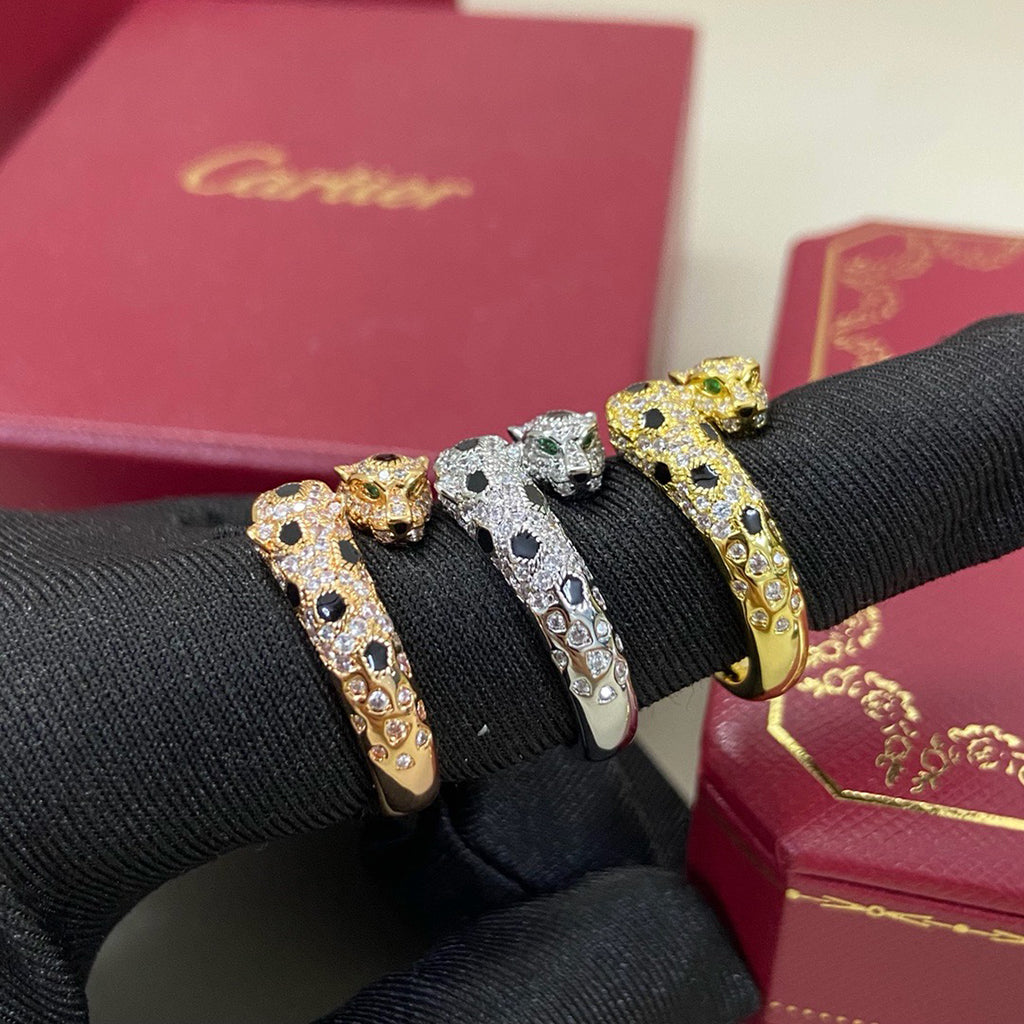 [✨ROSE💎]PANTHERE DOUBLE HEADED FULL DIAMOND  RING